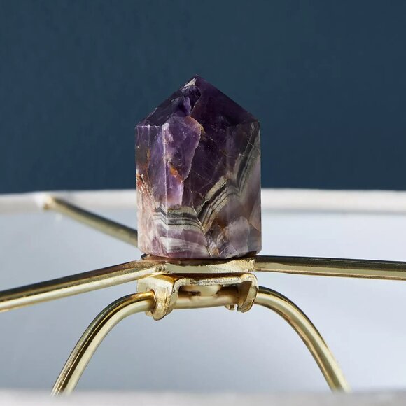 Elegant Wrought Iron Scroll Table Lamp with Amythest Fillial - Picture 11 of 11